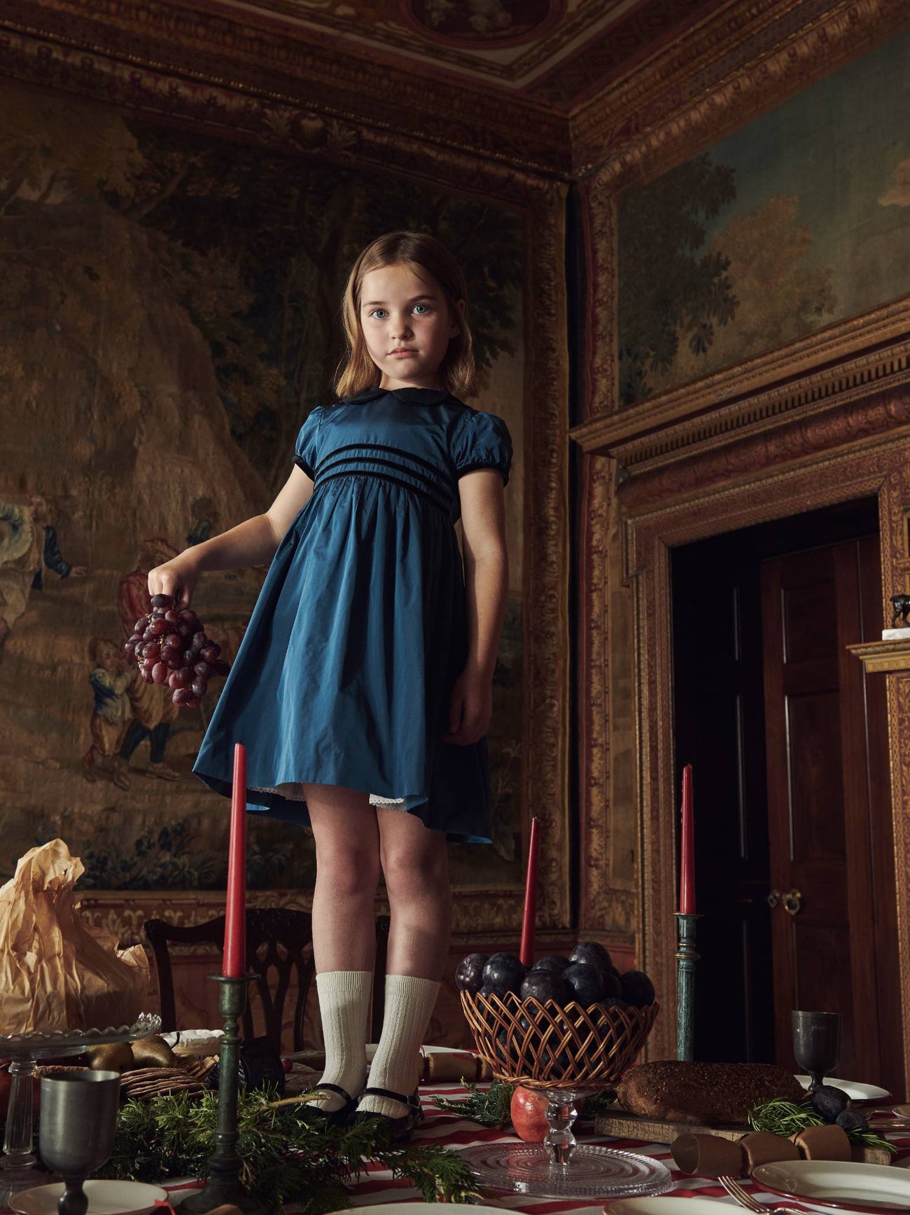 Petrol Blue Valentina Taffeta Girl Dress