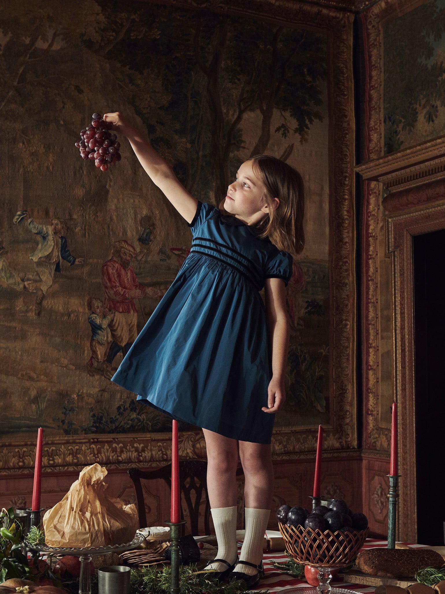 Petrol Blue Valentina Taffeta Girl Dress