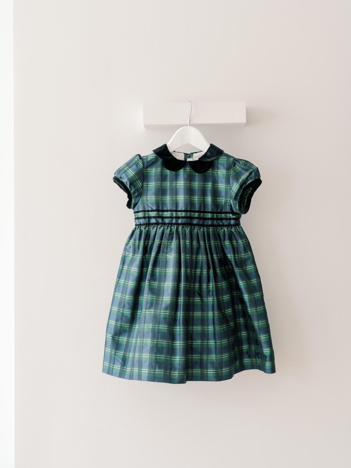Navy Check Valentina Taffeta Girl Dress