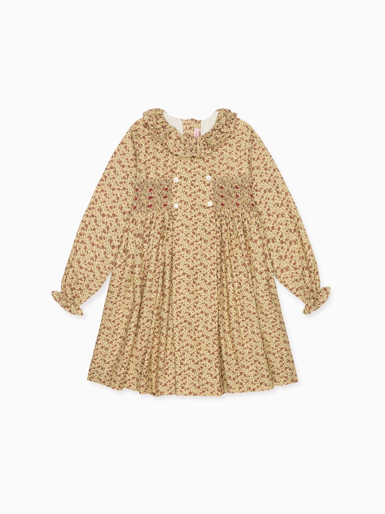 Caramel Floral Valerie Girl Hand-Smocked Dress