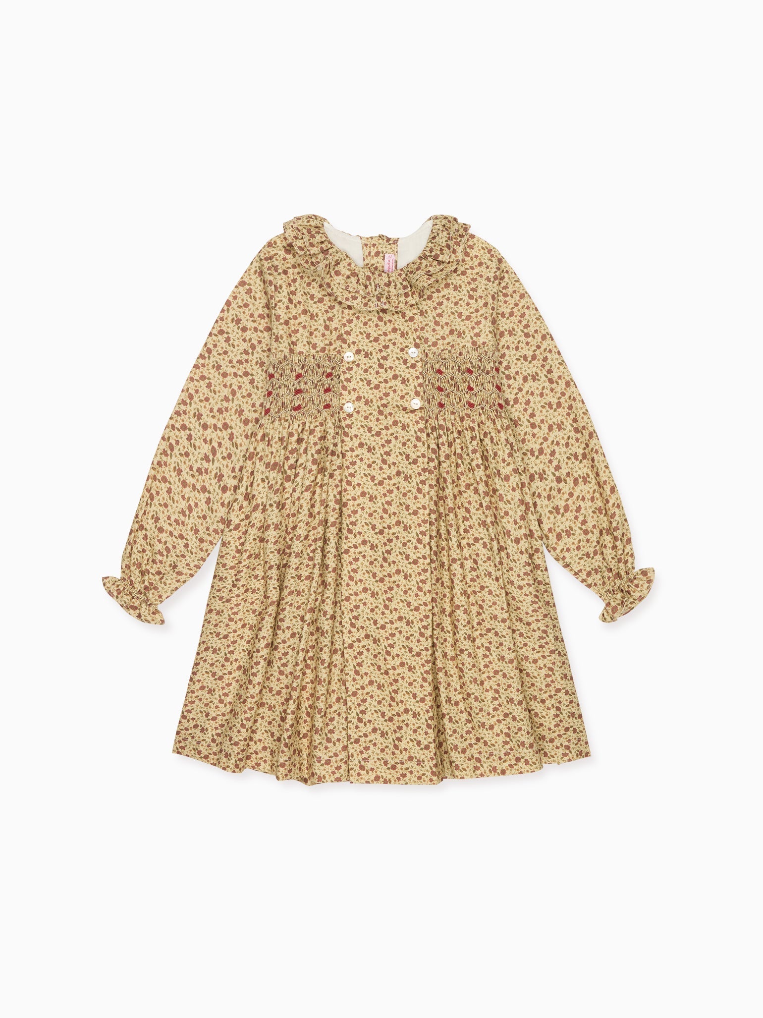 Caramel Floral Valerie Girl Hand-Smocked Dress