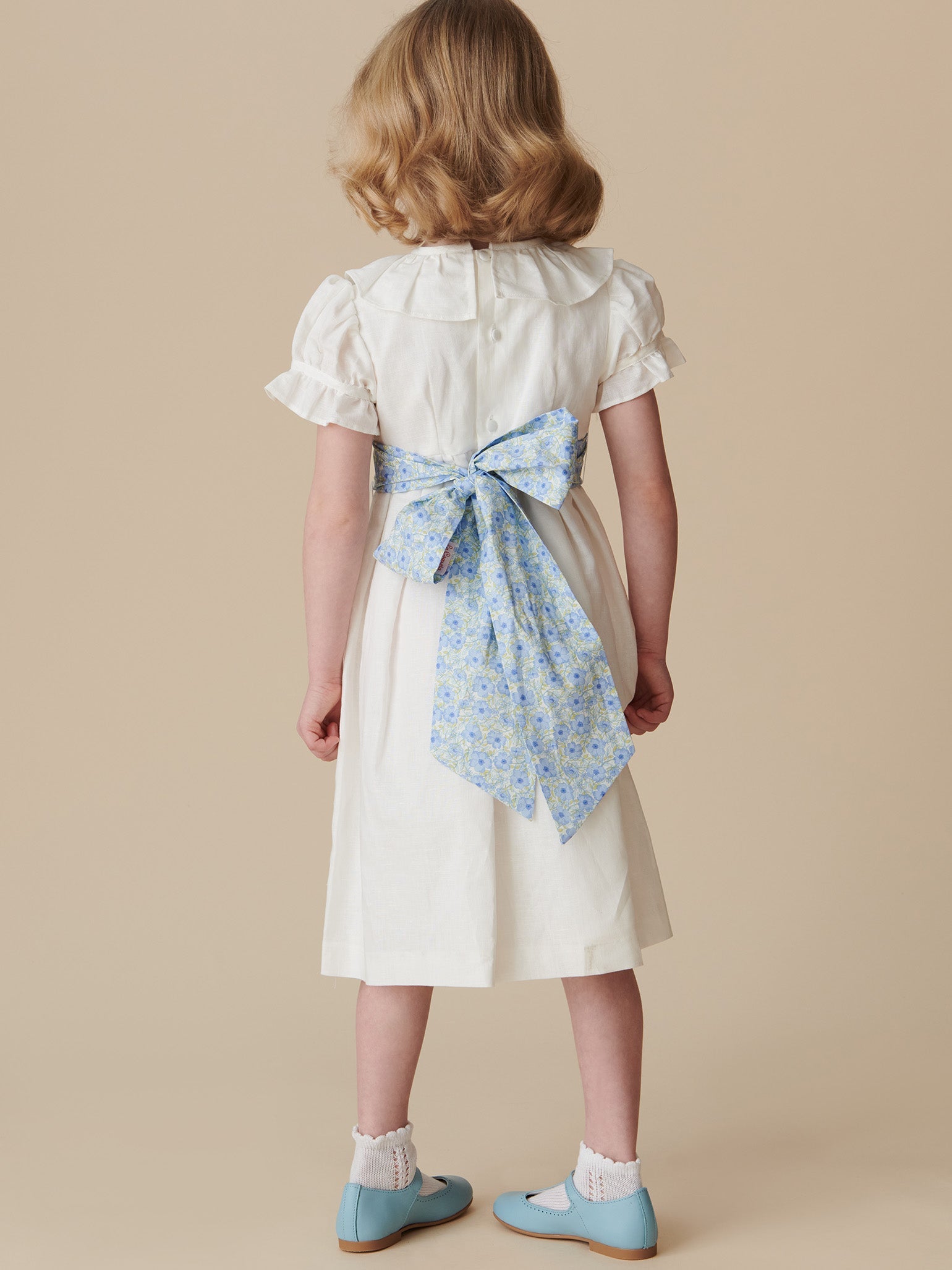 White Vega Floral Long Ceremony Girl Dress