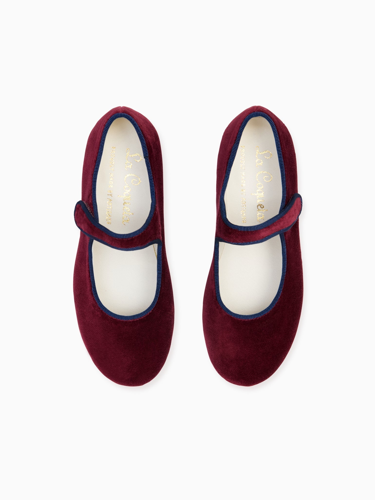 Burgundy Velvet Girl Mary Jane Shoes La Coqueta Kids UK