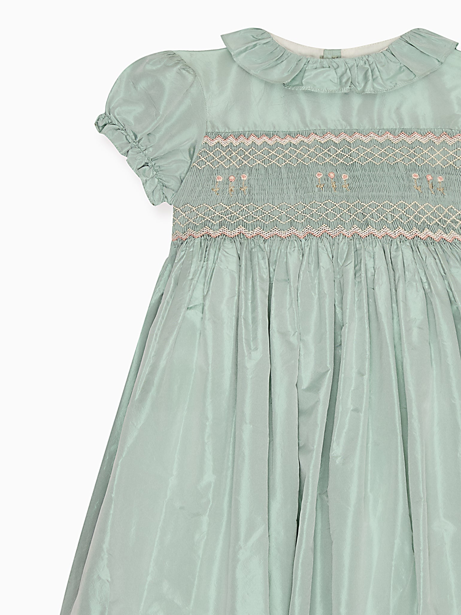 Sage Verity Silk Ceremony Girl Hand-Smocked Dress