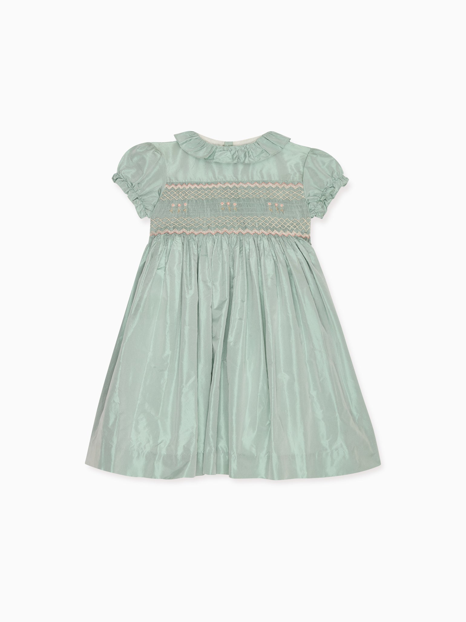 sage green smocked dress La Coqueta Kids - Verity Silk Ceremony Girl Hand-Smocked weather occasions Size:15 34/35 Slim Black Mini Dress - sub:c5e6639cffa31e73b3cb524410c96a7f