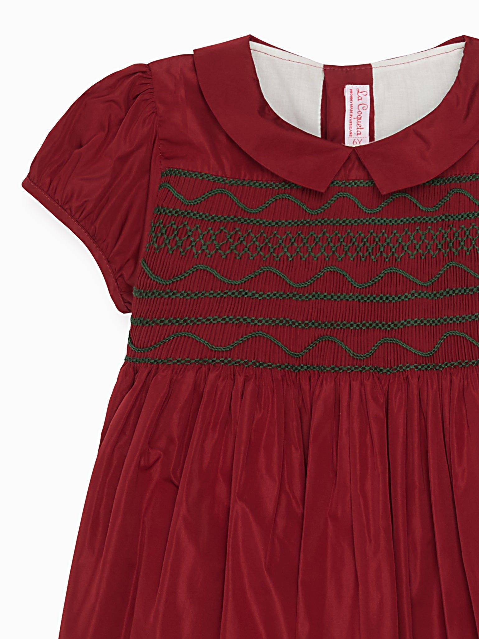 Burgundy Victoria Taffeta Girl Hand-Smocked Dress