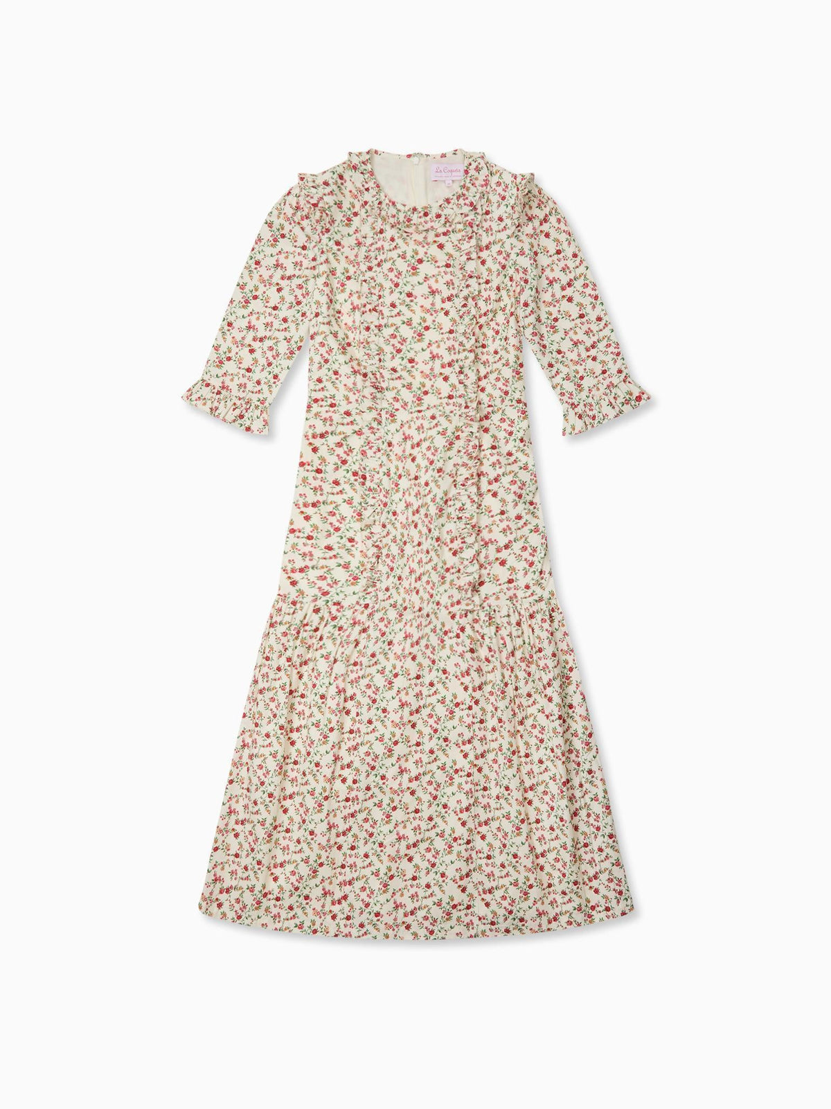 Ivory Floral Violeta Womens Long Dress