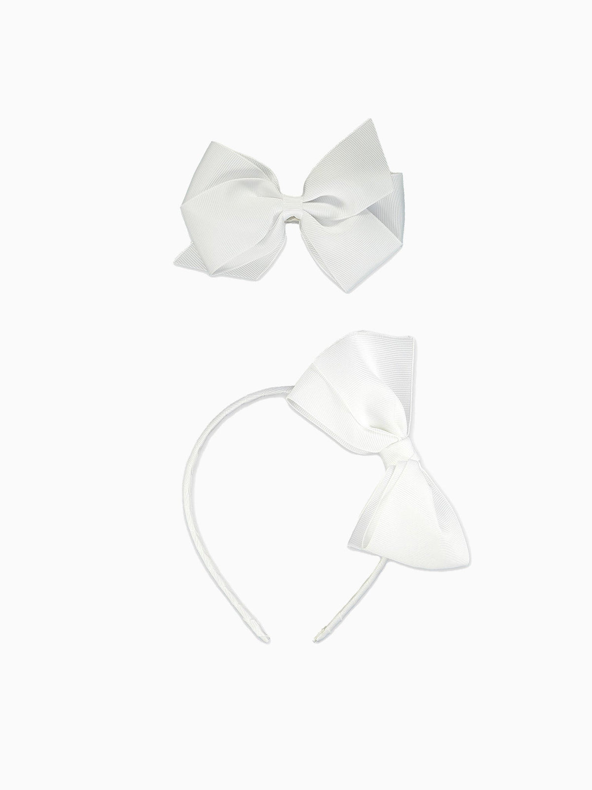 White Big Bow Hair Accessories Bundle