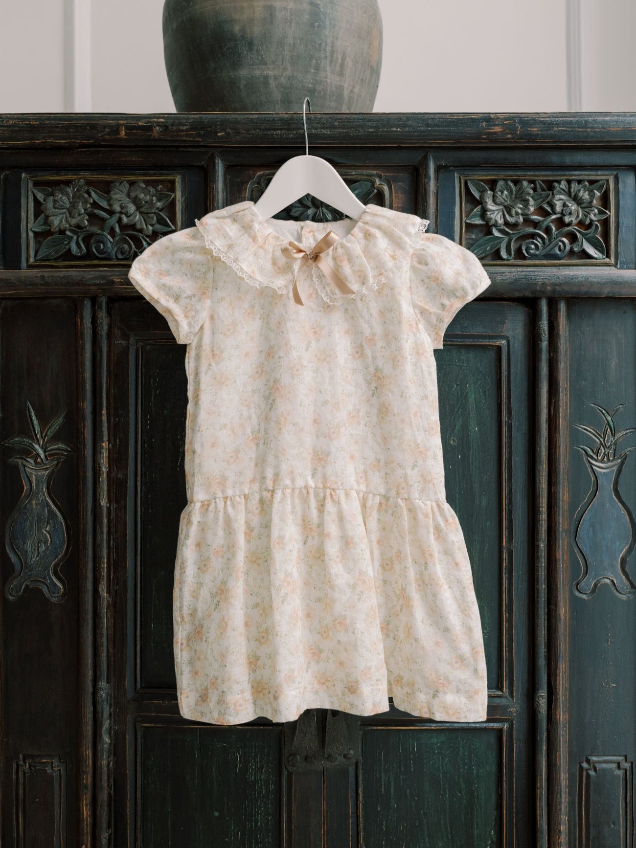 Peach Floral Xana Girl Drop Waist Dress