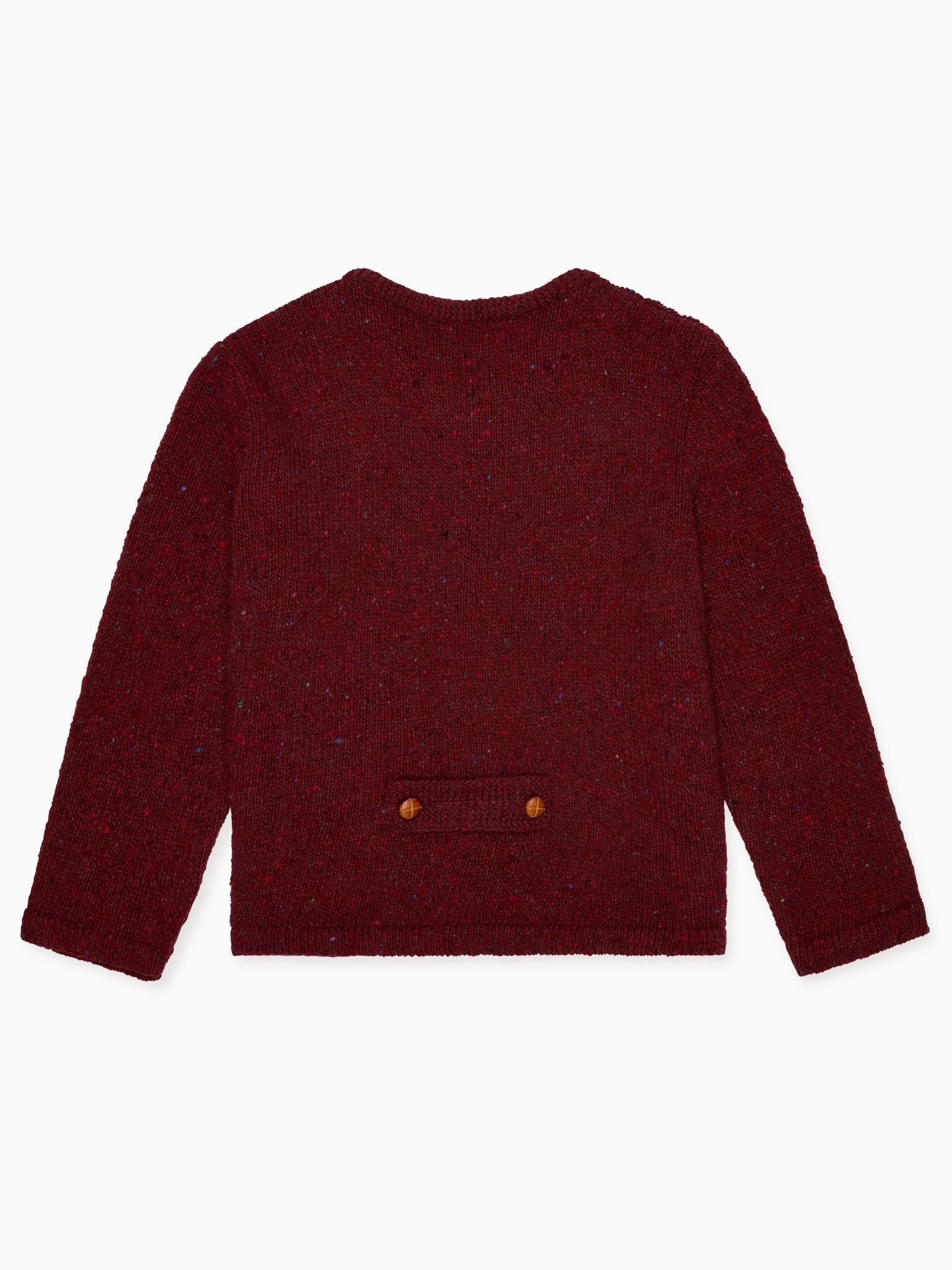 Burgundy Zas Merino Boy Cardigan