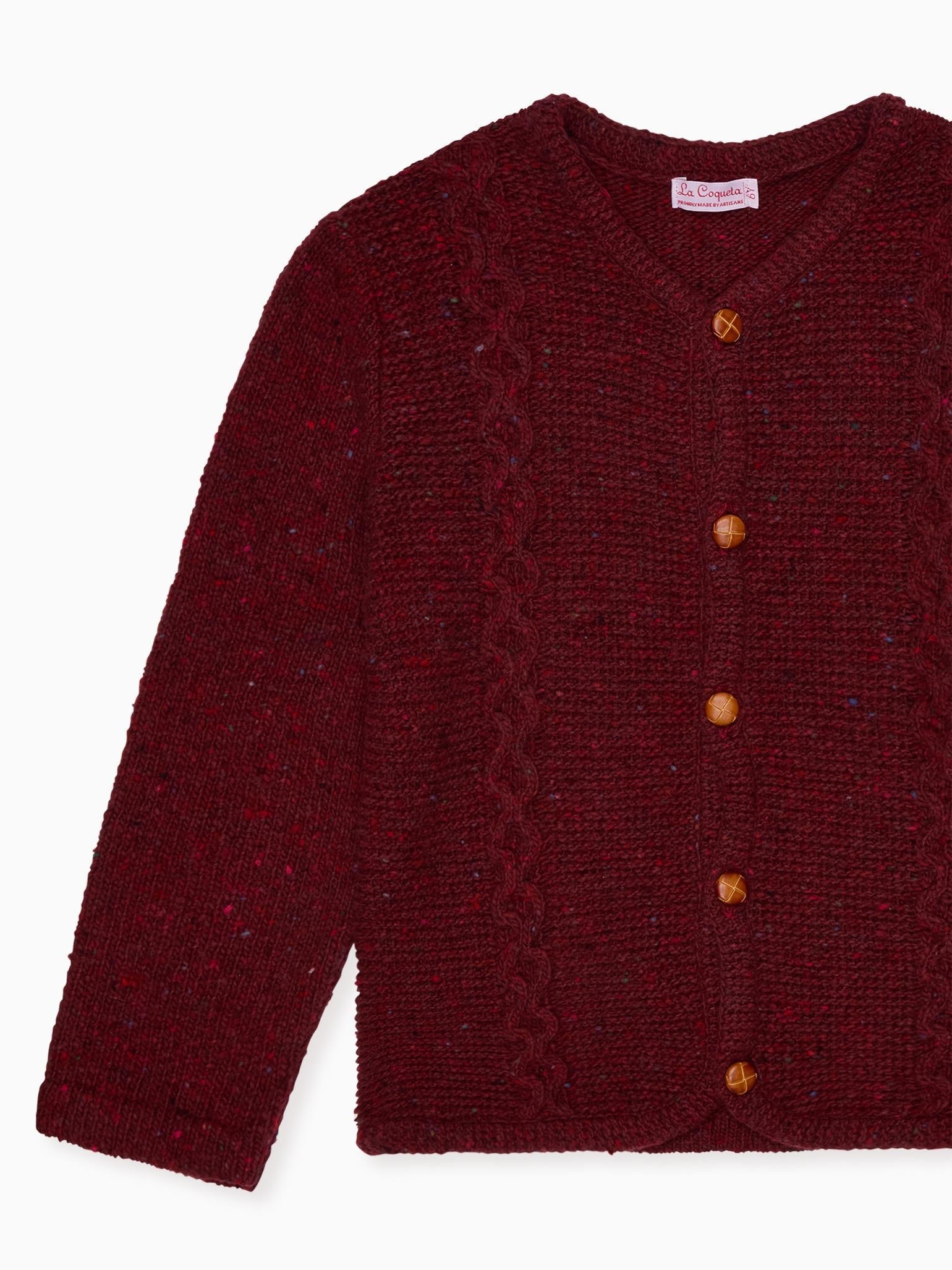 Burgundy Zas Merino Boy Cardigan