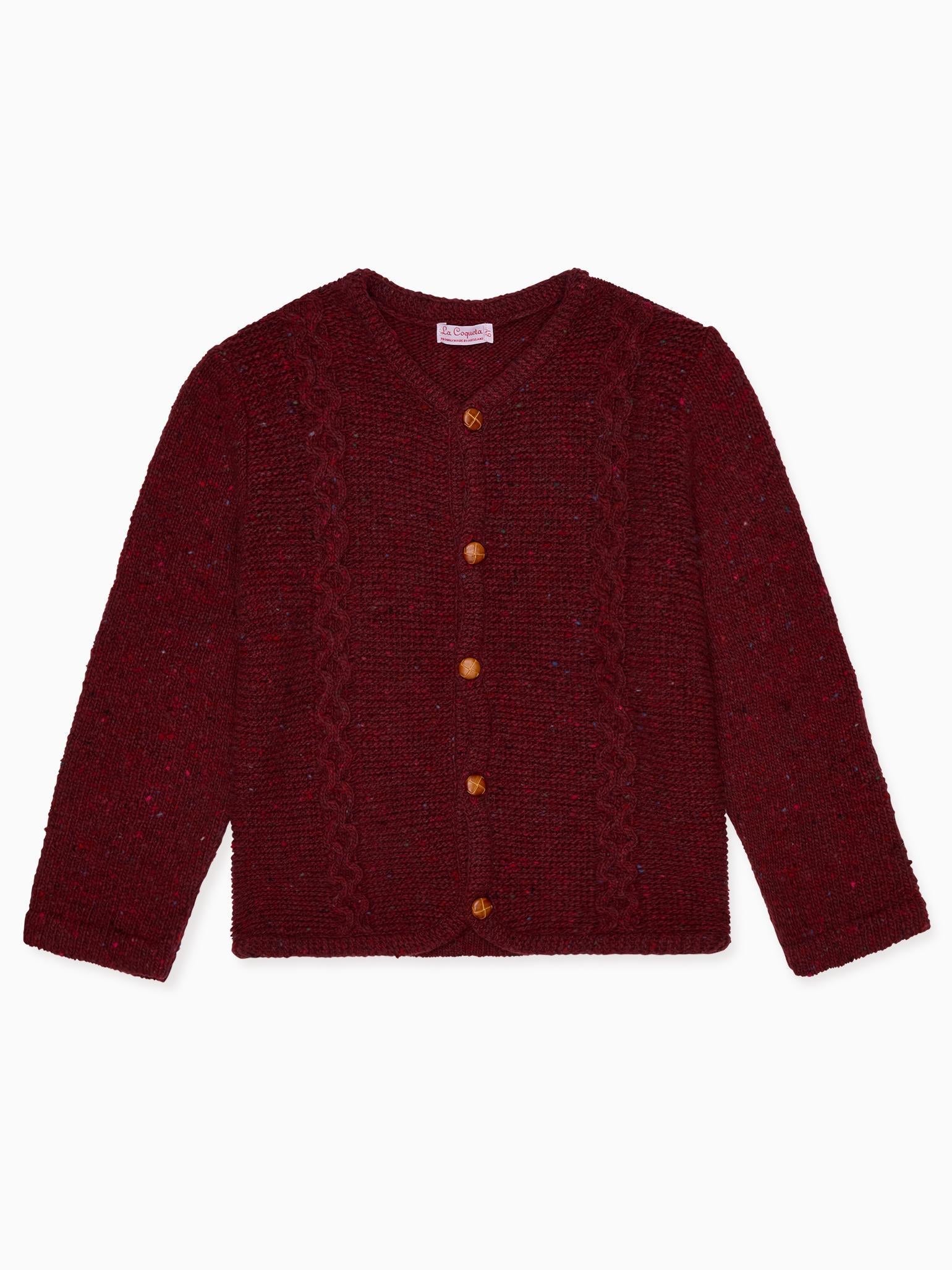 Burgundy Zas Merino Boy Cardigan