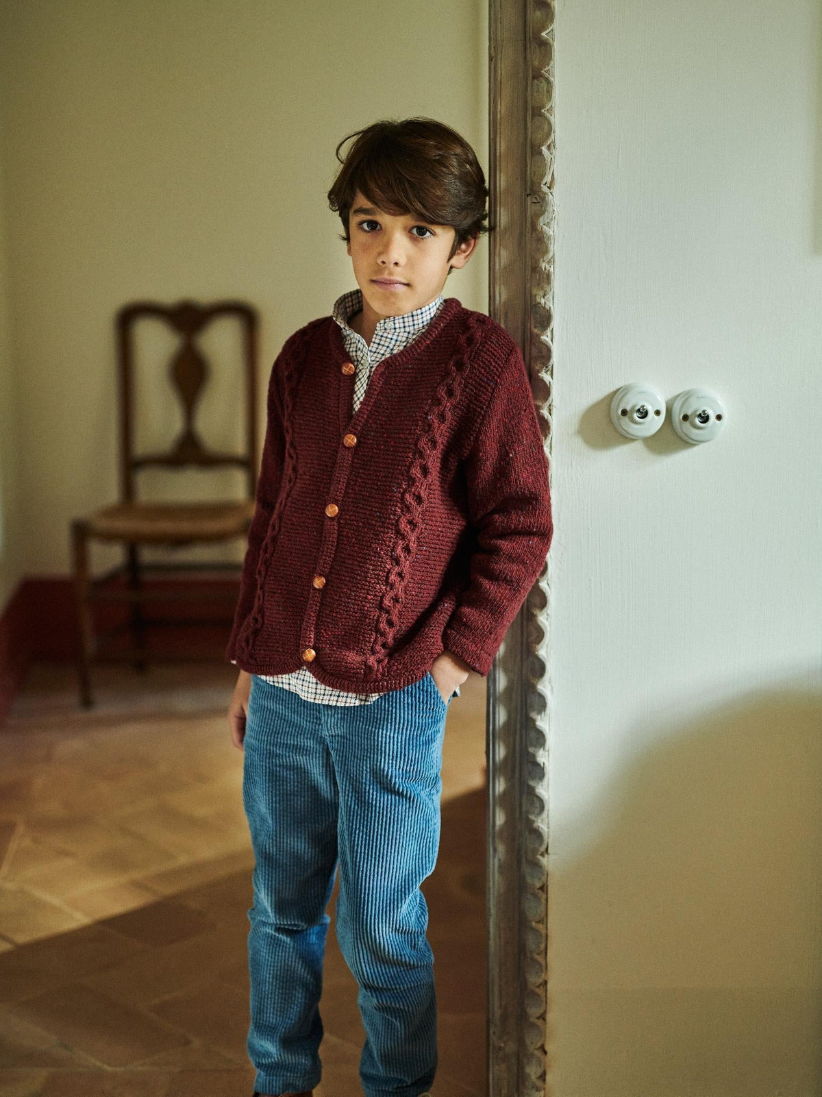 Burgundy Zas Merino Boy Cardigan