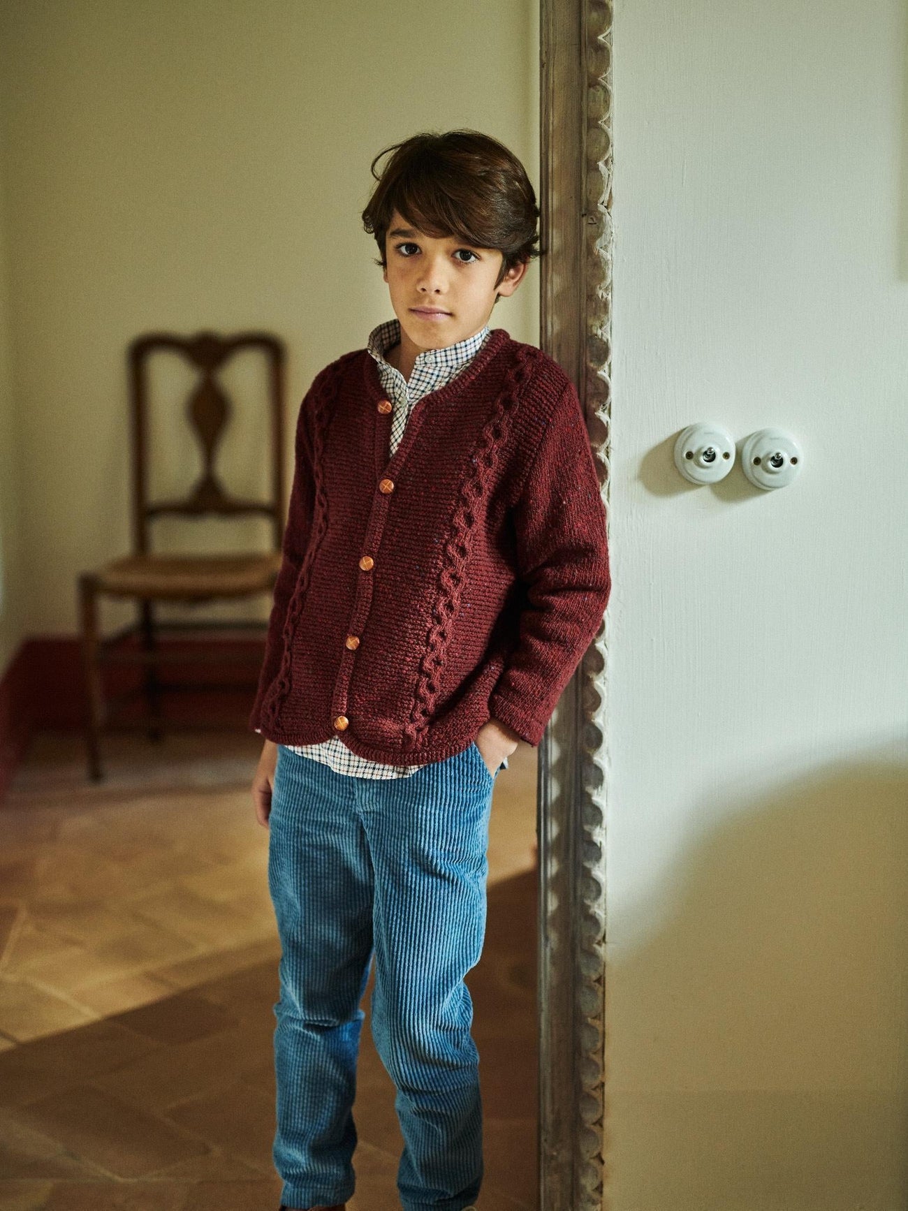 Burgundy Zas Merino Boy Cardigan