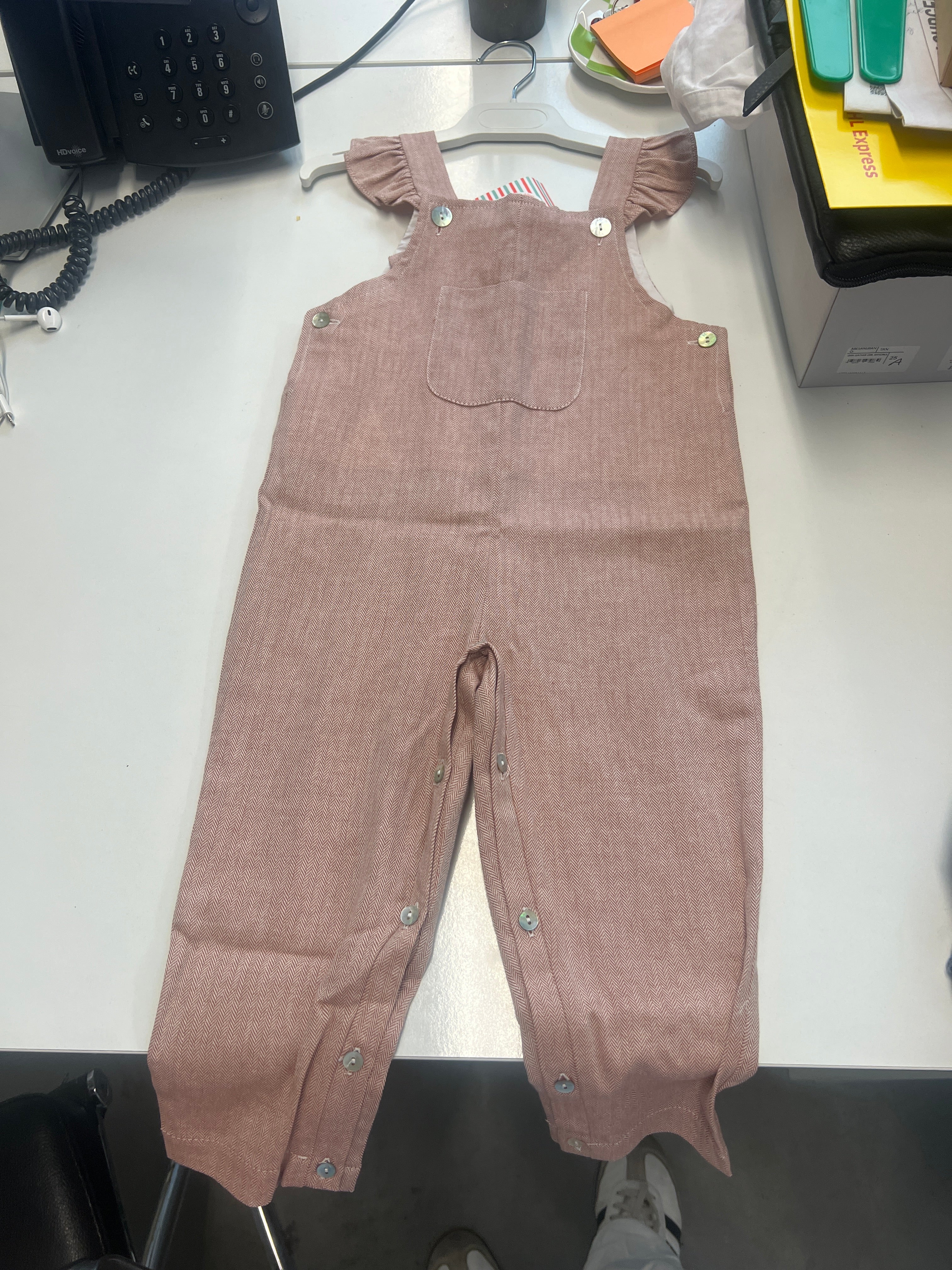 Dusty Pink Delphina Baby Girl Dungarees