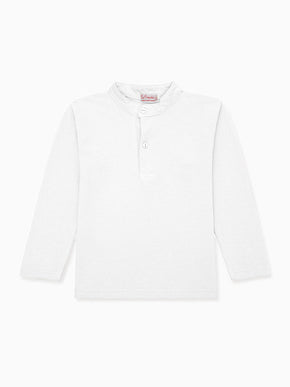 White Alcomo Long Sleeve Boy Polo Shirt