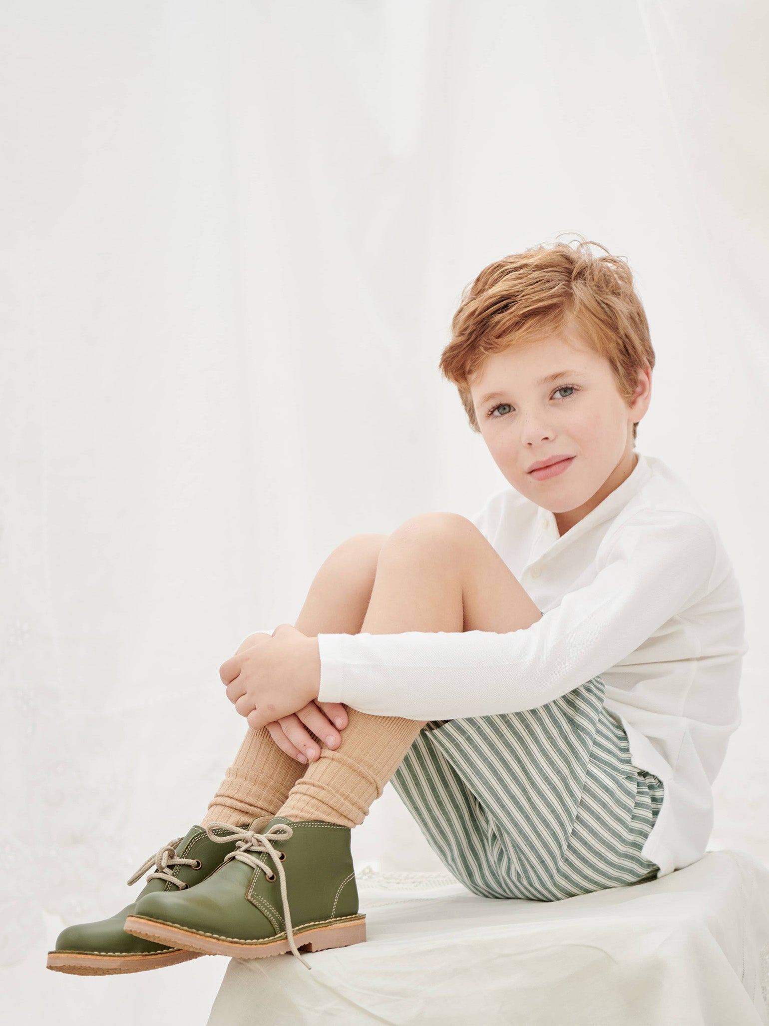 White Alcomo Long Sleeve Boy Polo Shirt