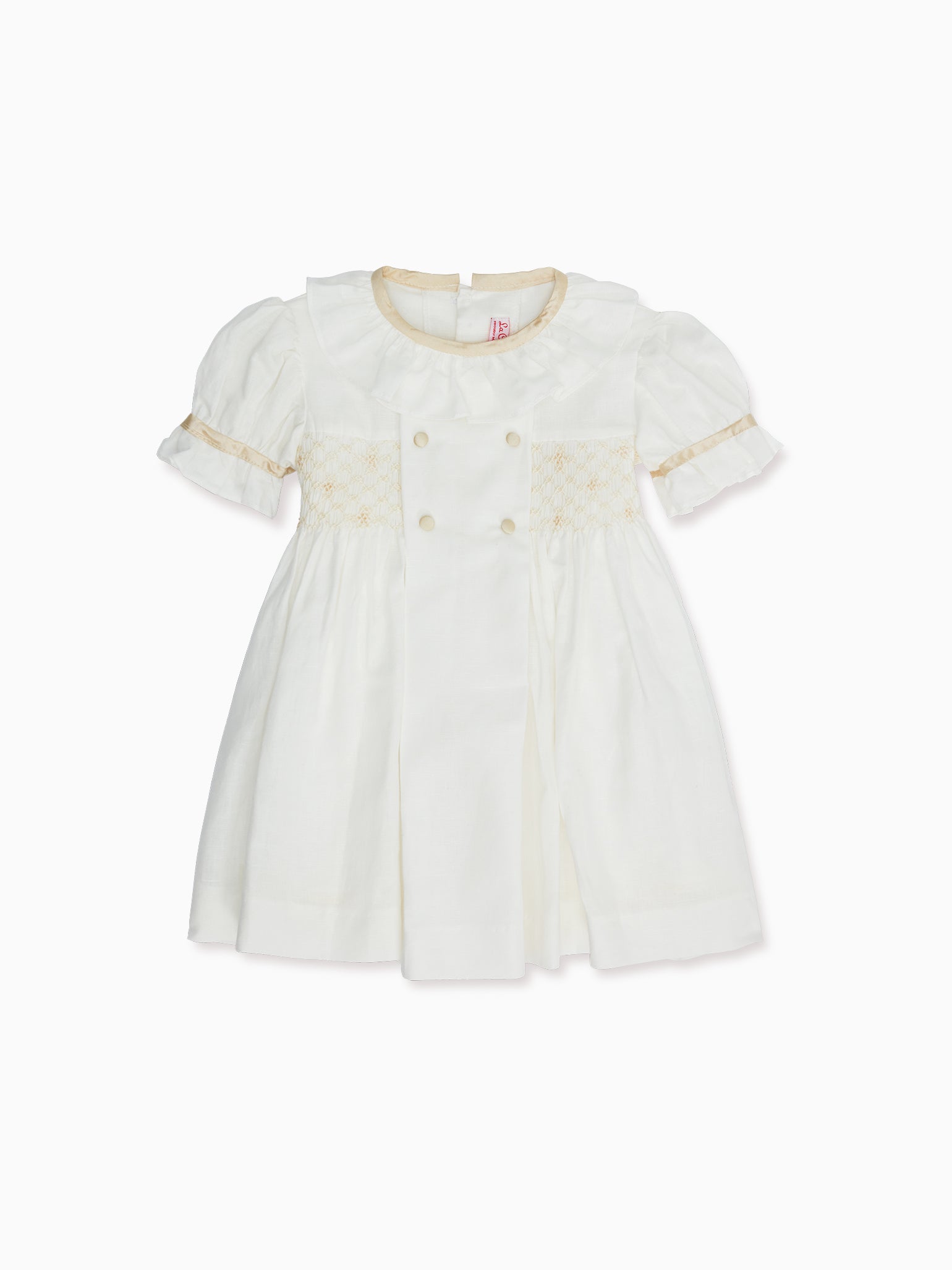 La Coqueta Kids - Ivory Santina Smock Ceremony Girl Dress - 6Y La Coqueta Kids - Ivory Santina Smock Ceremony Girl Dress - 6Y