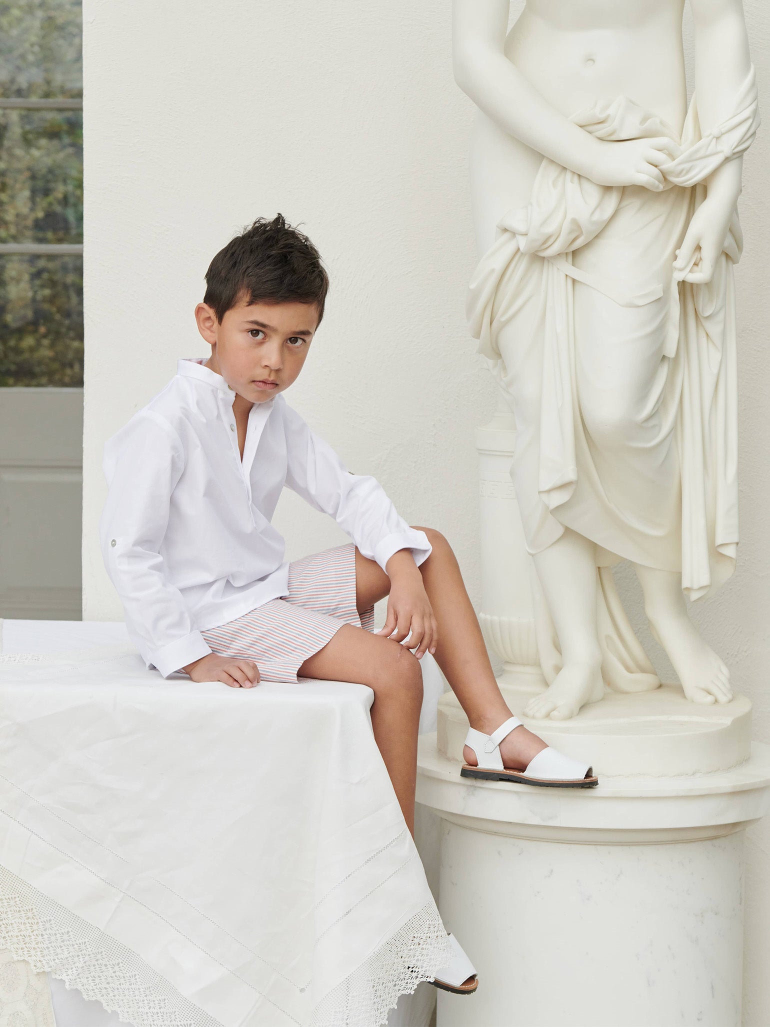 White Jazmin Linen Mix Boy Shirt