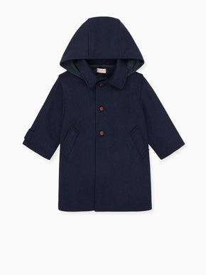 Navy Loden Kids Wool Coat