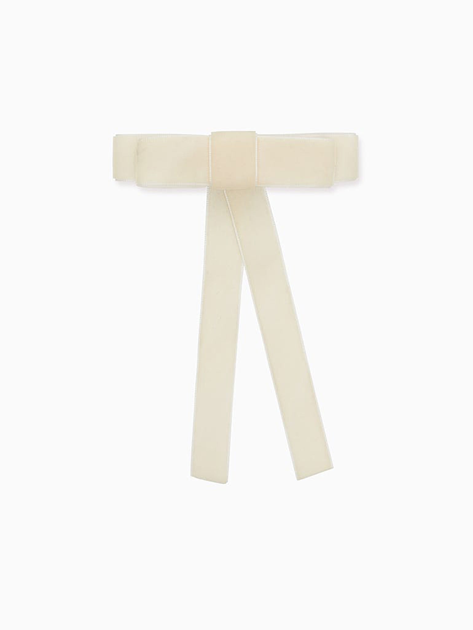 Off White Velvet Ribbon Girl Bow