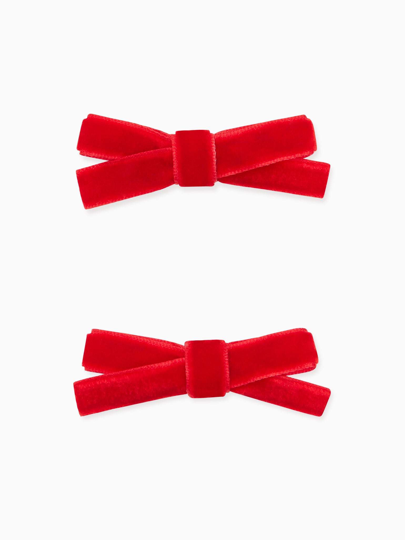 Red Small Bow Velvet Girl Clips Set La Coqueta Kids