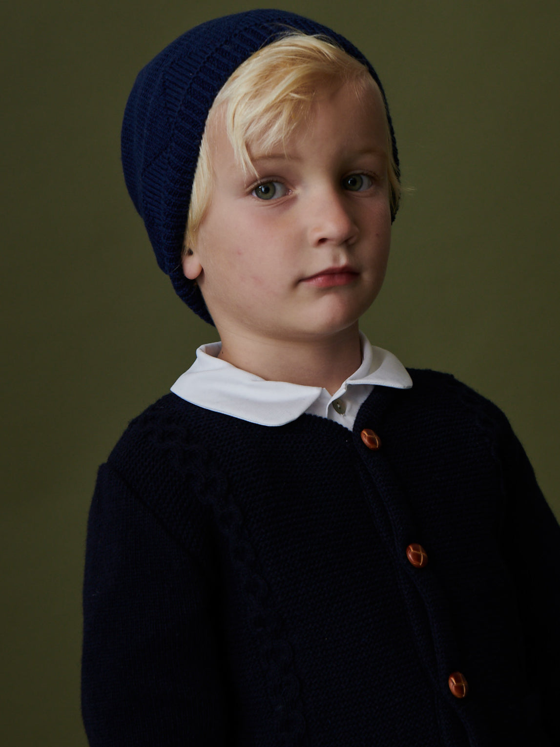 Navy Merino Kids Bobble Hat