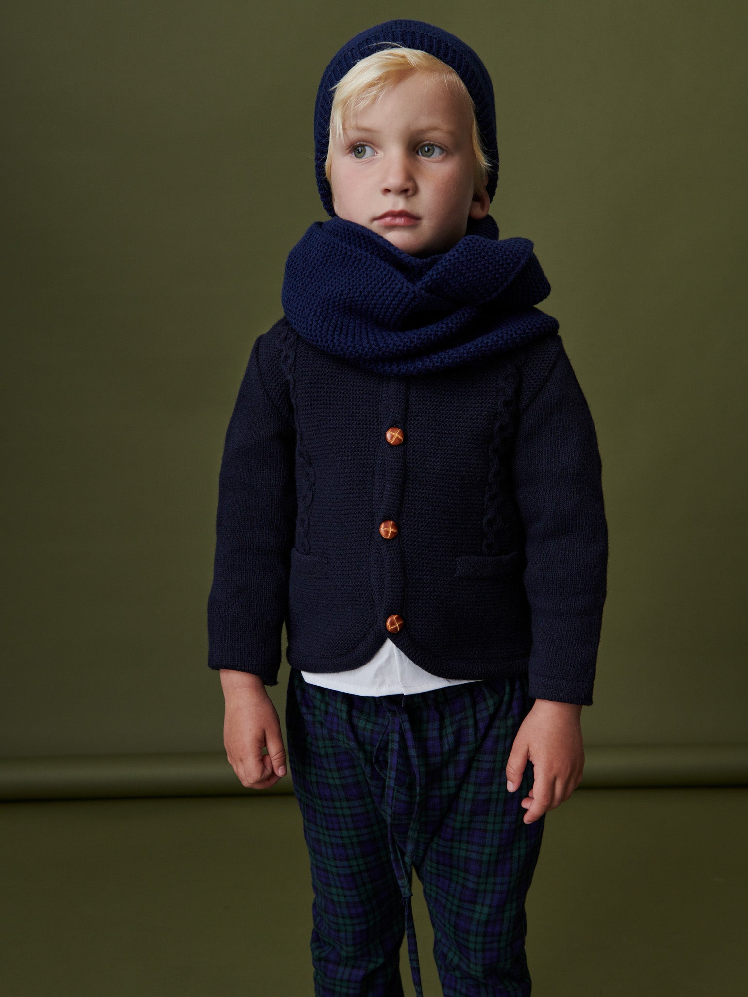 Navy Merino Kids Bobble Hat
