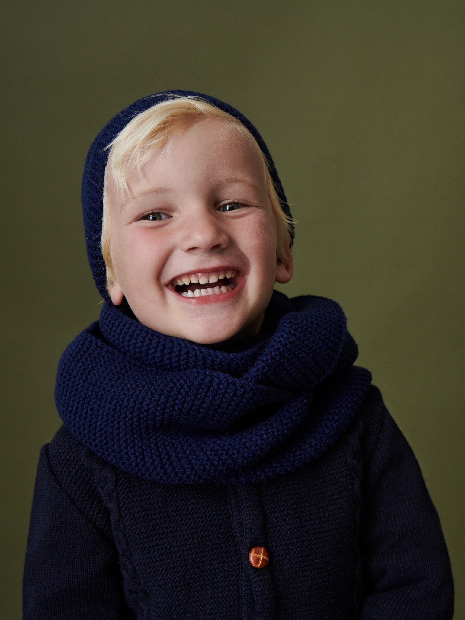 Navy Merino Kids Bobble Hat