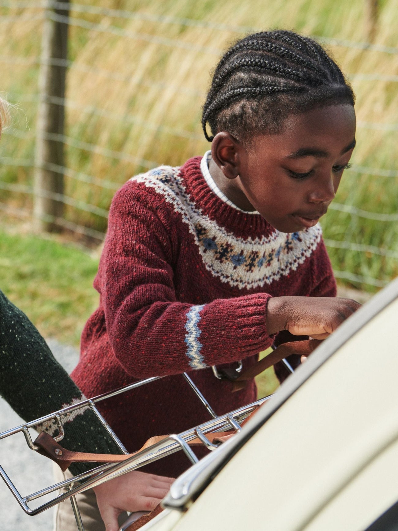 Burgundy Merino Fair Isle Kids Sweater