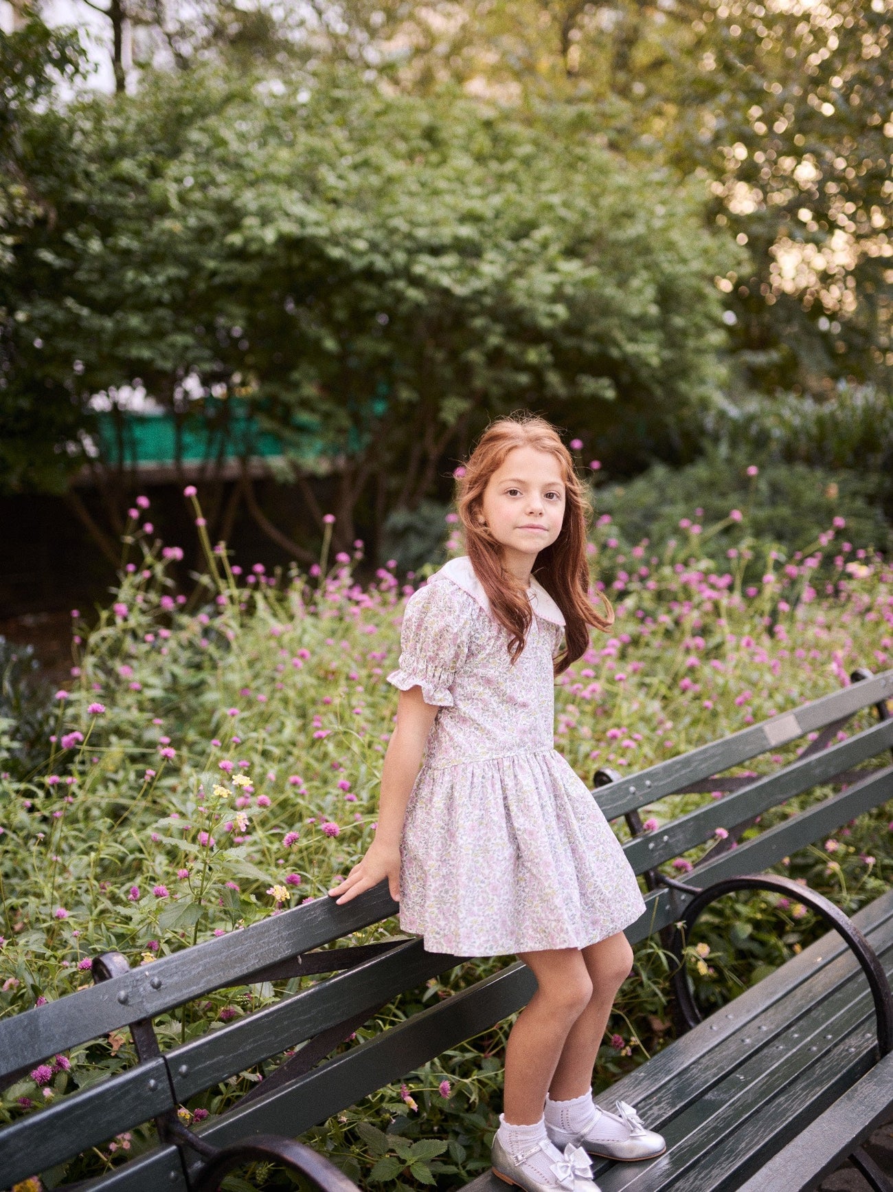 Nicky Hilton x La Coqueta Sage Floral Iris Girl Drop Waist Dress