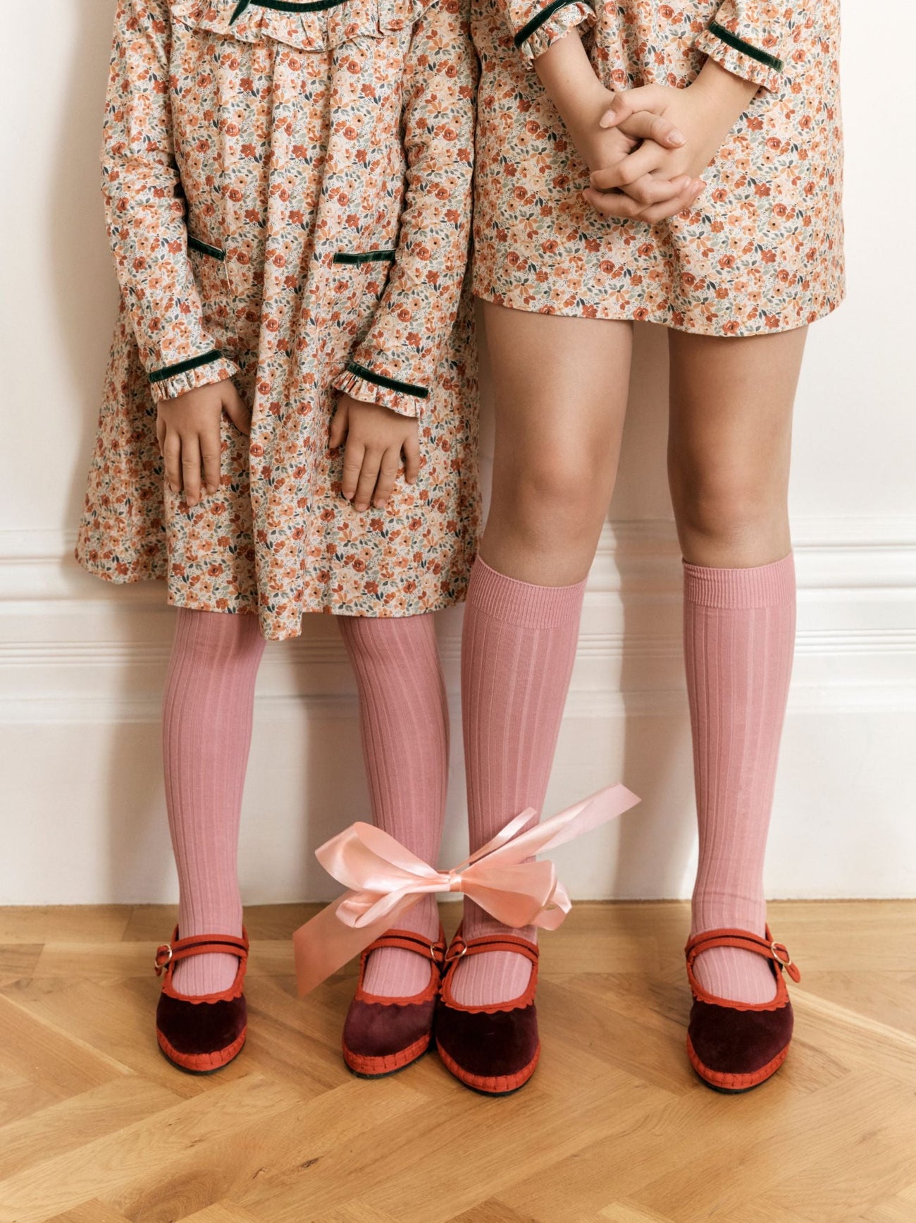 Flabelus x La Coqueta Girl Burgundy Velvet Girl Mary Jane Shoes