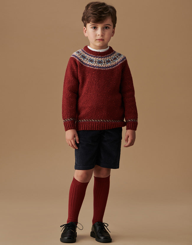 Burgundy Anisa Girl Wool Coat | La Coqueta Kids