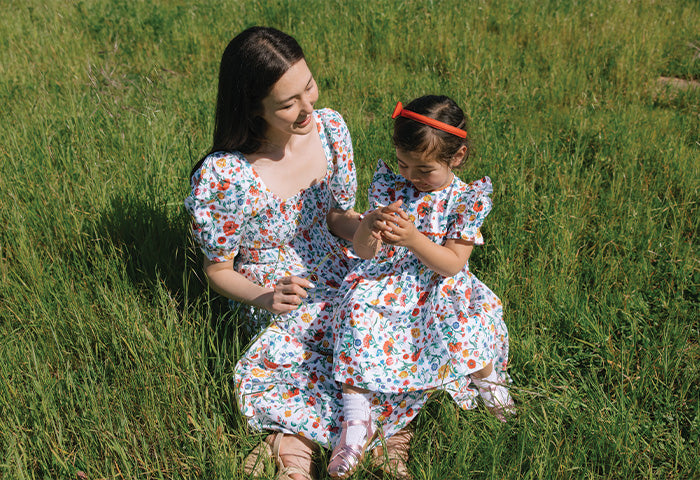 elara dress in floral field green Elara Dress | Occasion Dress in Sizes XXS–6X main image 1