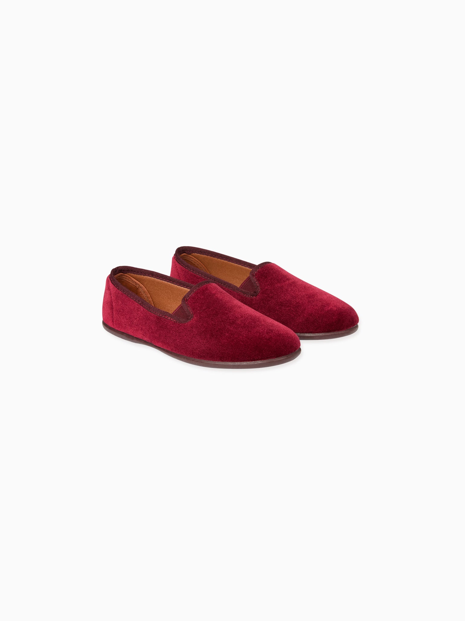 Burgundy Kids Velvet Slippers