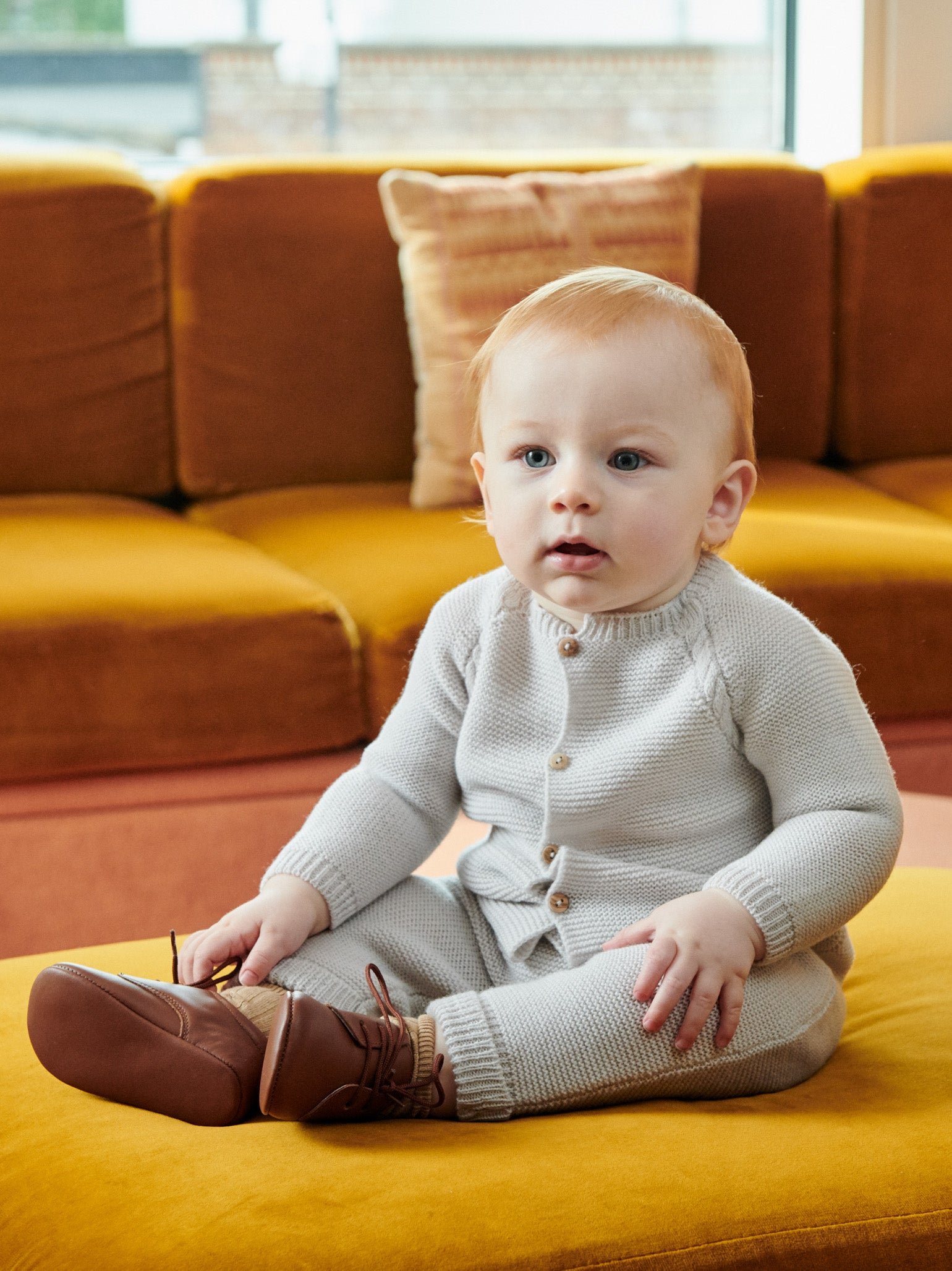 Dark Tan Leather Baby Booties