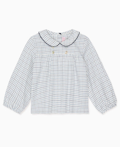 Navy Check Adrian Long Sleeve Baby Shirt