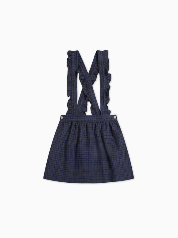 Blue Check Agata Girl Pinafore Skirt