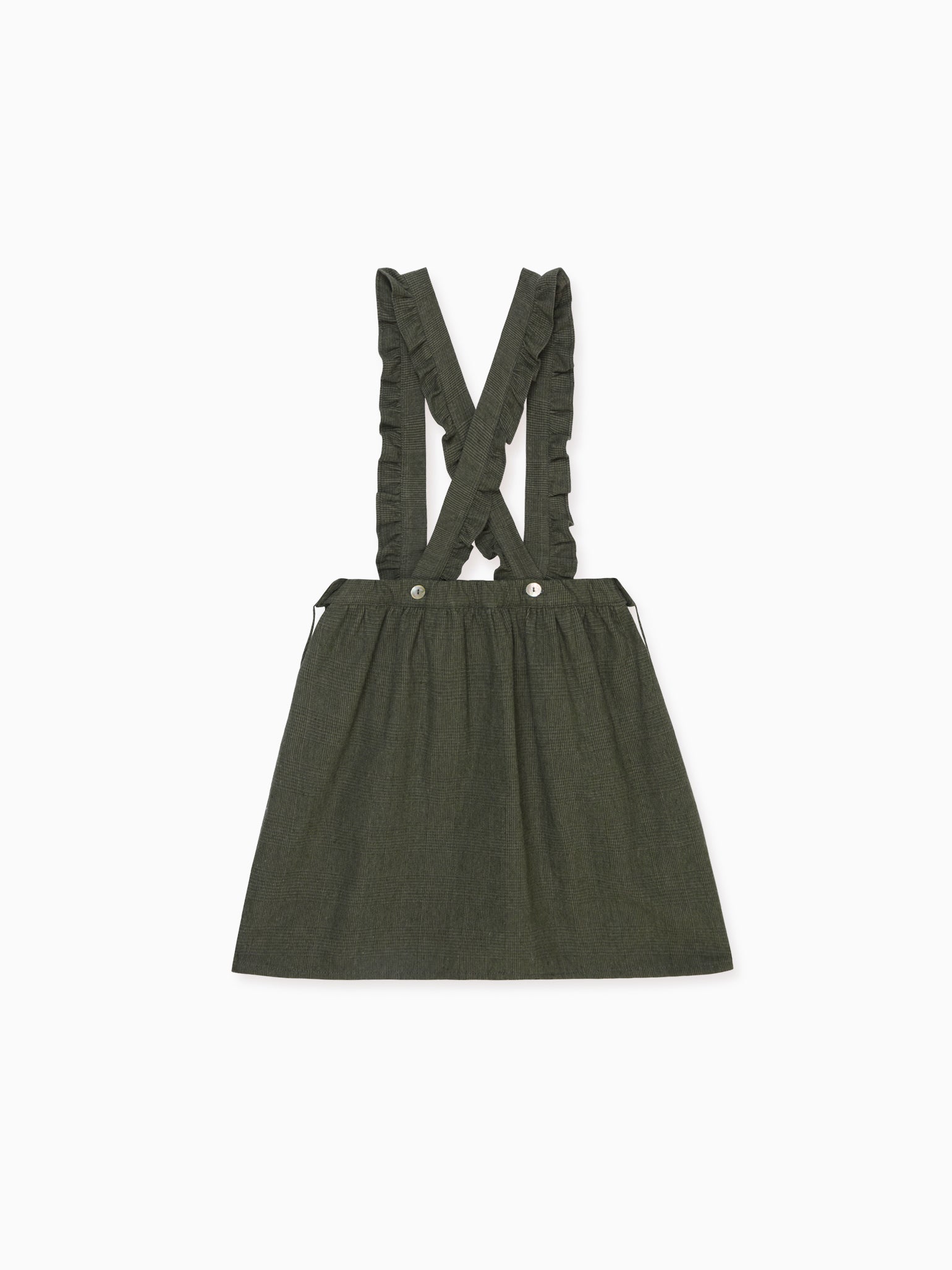 La Coqueta Kids Olive Check Agata Girl Pinafore Skirt 3Y