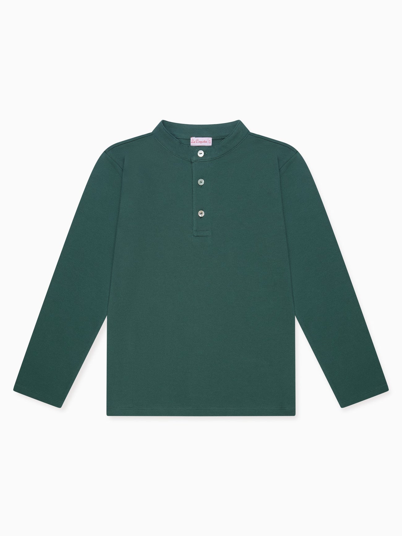 Green Alcomo Long Sleeve Boy Polo Shirt