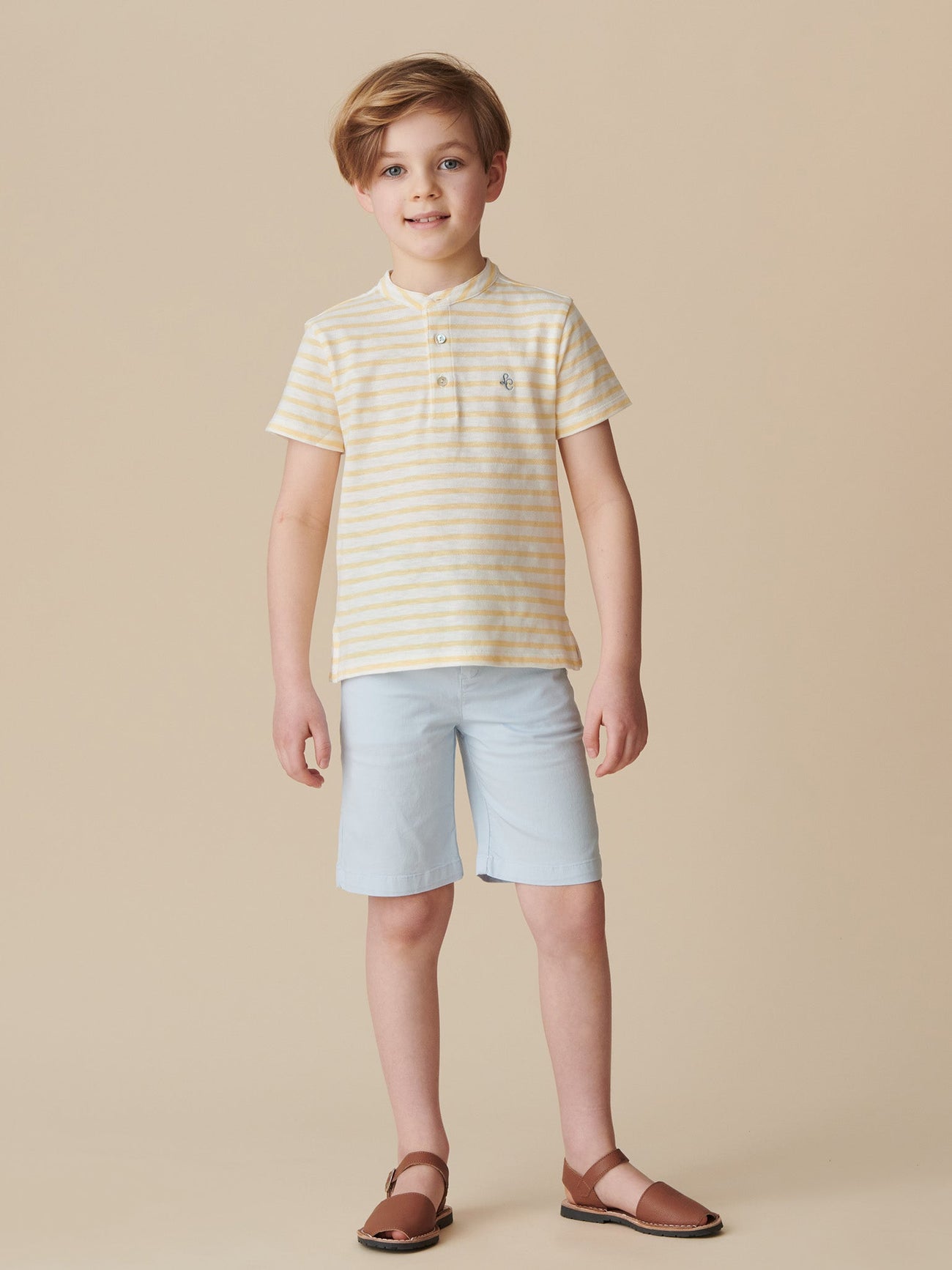 Mustard Stripe Alcon Boy Polo Shirt