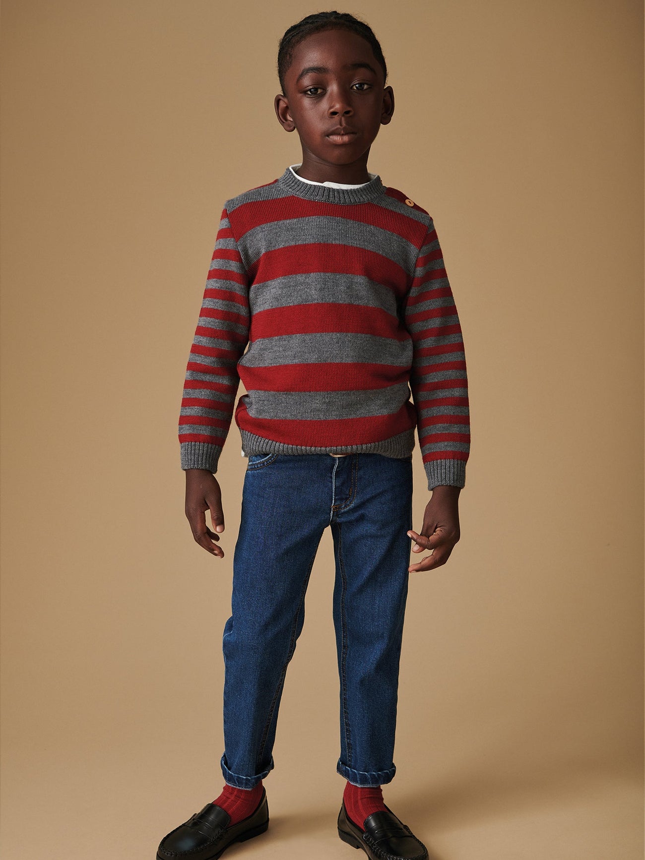 Burgundy Stripe Bromo Merino Boy Sweater