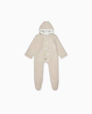 Oatmeal Melange Alejo Merino Baby Snowsuit