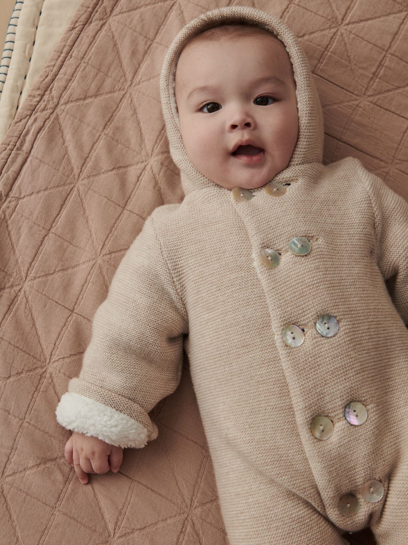 Oatmeal Melange Alejo Merino Baby Snowsuit