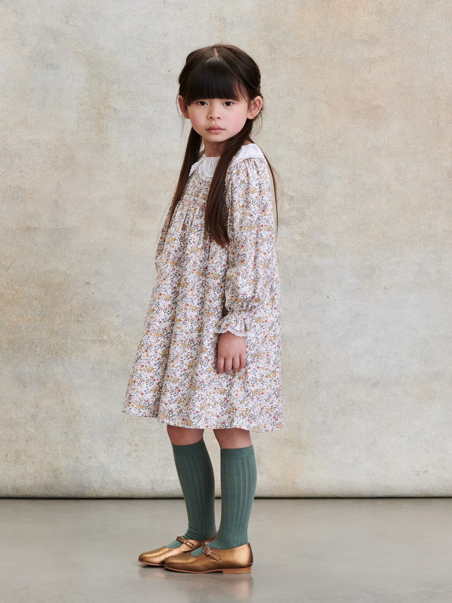 Blue Floral Alessandra Girl Smock Dress