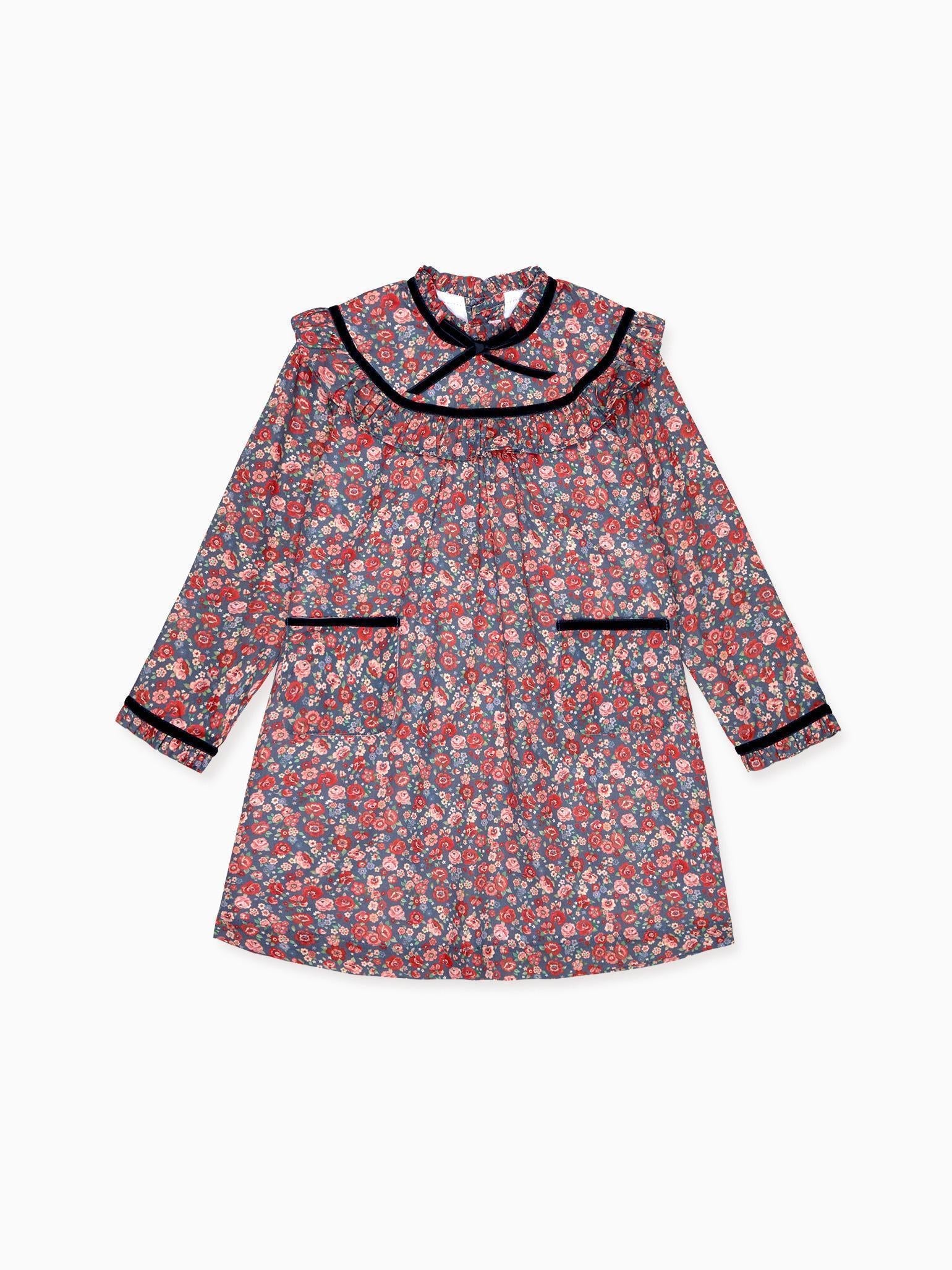 Navy Floral Alita Girl Empire Dress