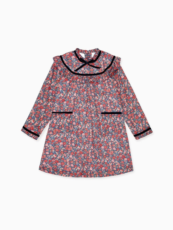 Navy Floral Alita Girl Empire Dress