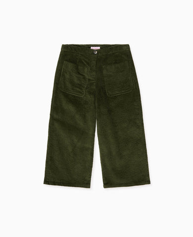 Olive Green Alma Corduroy Girl Trousers