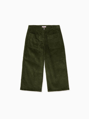 Olive Green Alma Corduroy Girl Trousers