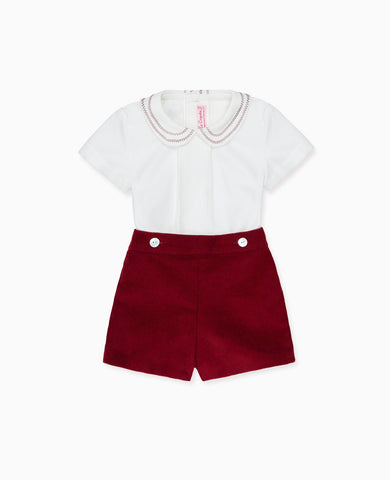 Burgundy Alva Corduroy Baby Boy Set